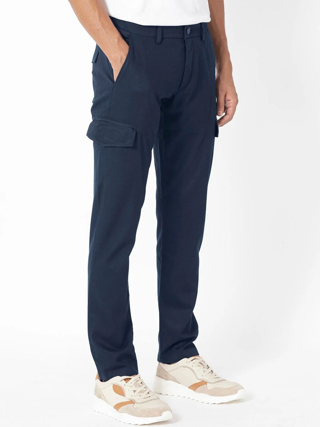 RARE RABBIT Men Curo Slim Fit Mid-Rise Plain Cotton Cargo Trouser - Image 2