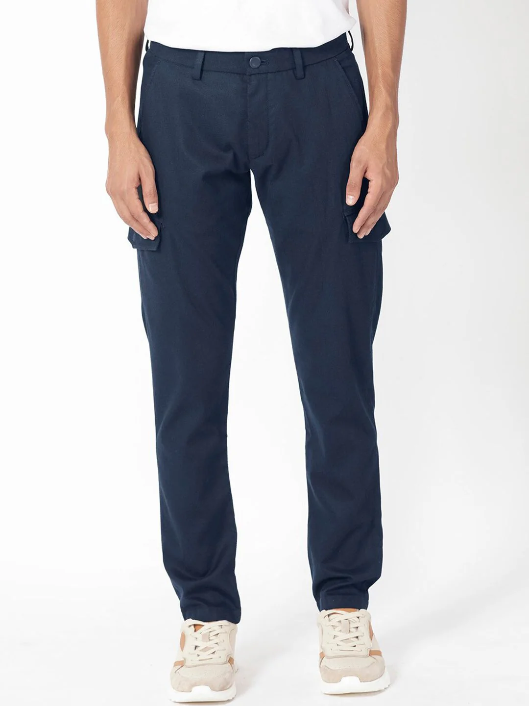RARE RABBIT Men Curo Slim Fit Mid-Rise Plain Cotton Cargo Trouser - Image 6
