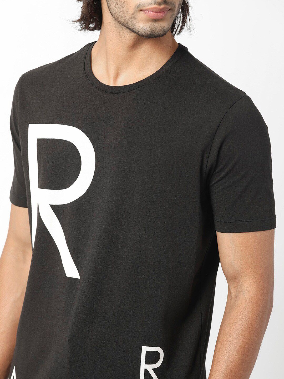 RARE RABBIT Men Drover Typography Printed Slim Fit Cotton T-Shirt - Image 2