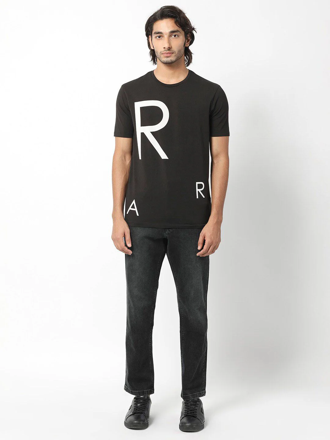 RARE RABBIT Men Drover Typography Printed Slim Fit Cotton T-Shirt - Image 6