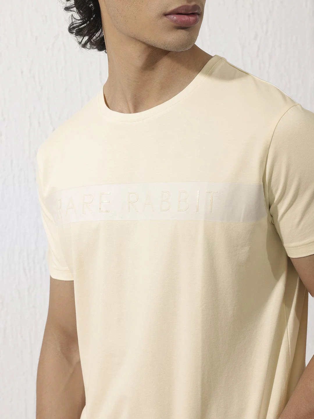 RARE RABBIT Men Eloise Round Neck Typography Printed Cotton Slim Fit T-Shirt - Image 2
