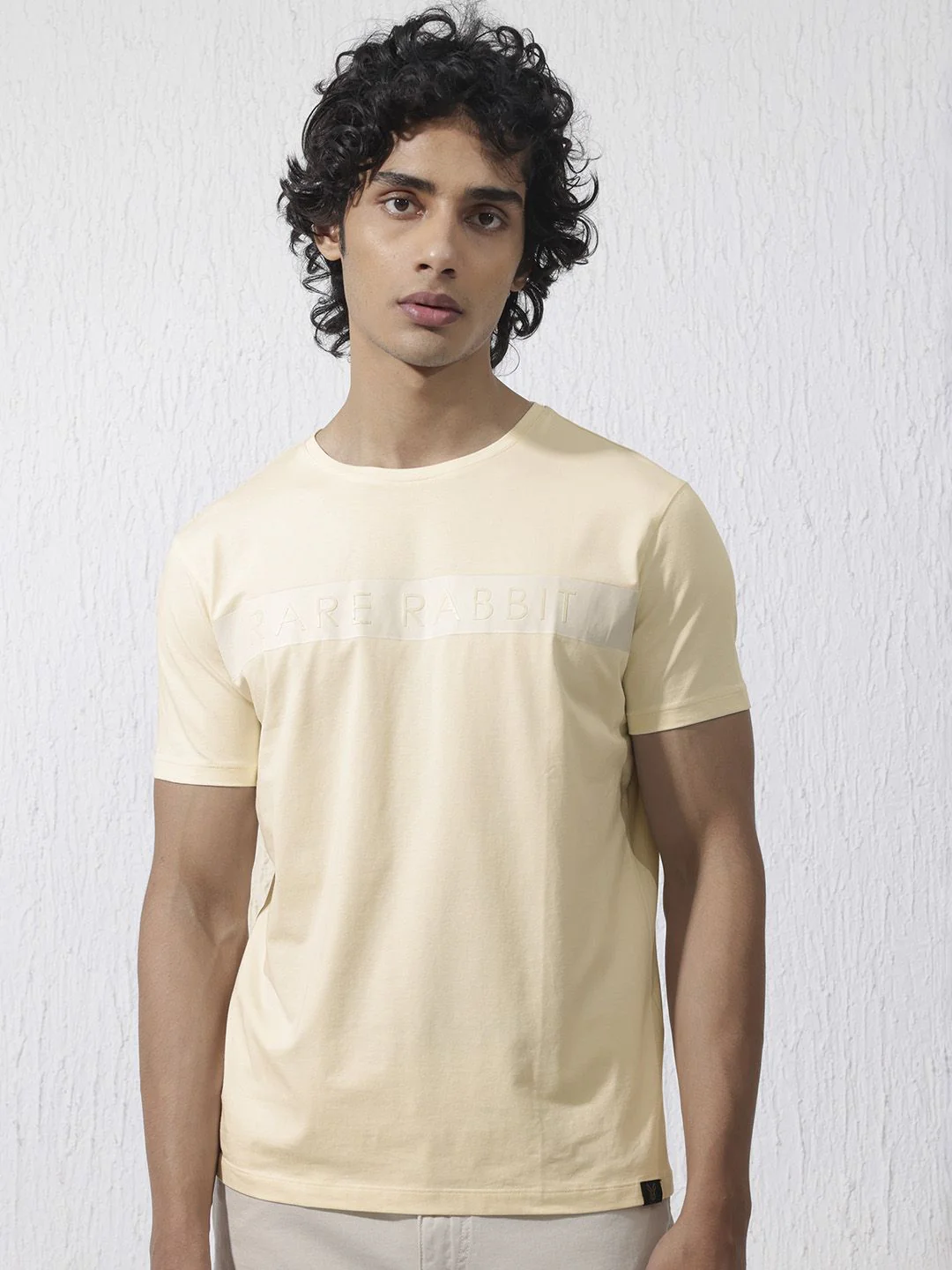 RARE RABBIT Men Eloise Round Neck Typography Printed Cotton Slim Fit T-Shirt - Image 3