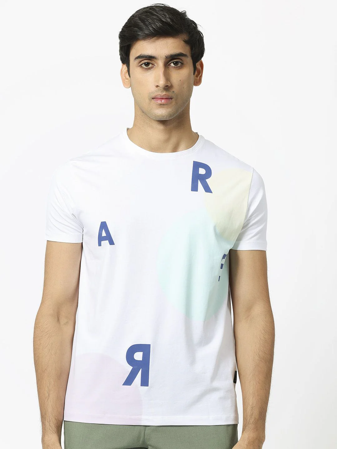 RARE RABBIT Men Enders Typography Printed Cotton Slim Fit T-Shirt - Image 3