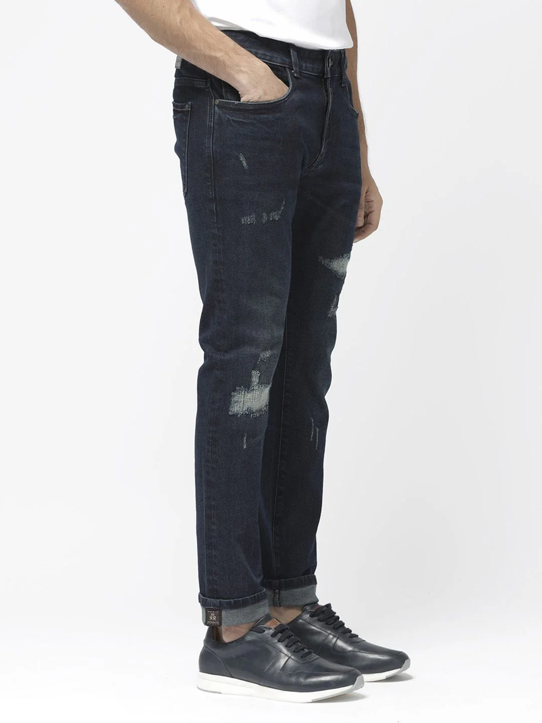 RARE RABBIT Men Erie Slim Fit Mid-Rise Ed Cotton Jeans - Image 3