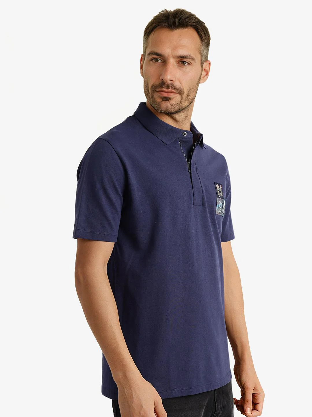 RARE RABBIT Men Floral Printed Polo Collar Cotton T-shirt - Image 3