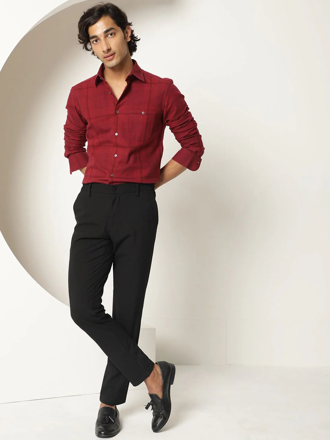 RARE RABBIT Men Gareth Checked Slim Fit Cotton Shirt - Image 4