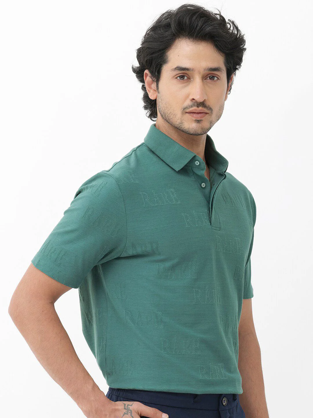 RARE RABBIT Men Gesset-2 Regular Fit Polo Collar Cotton T-Shirt - Image 3