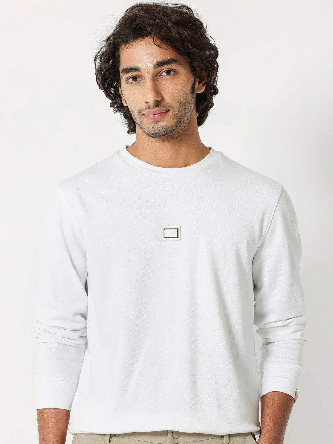 RARE RABBIT Men Glitch Round Neck Sweatshirt