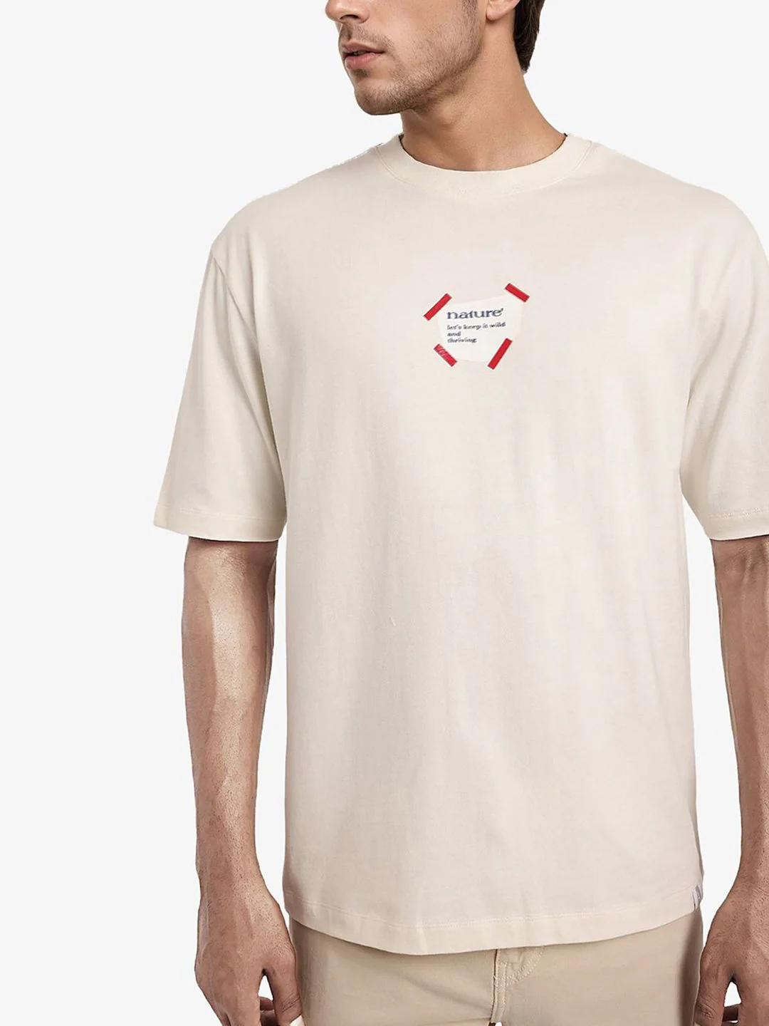 RARE RABBIT Men Graphic Printed Graphic Print Others Round Neck Cotton Oversized T-Shirt - Image 2