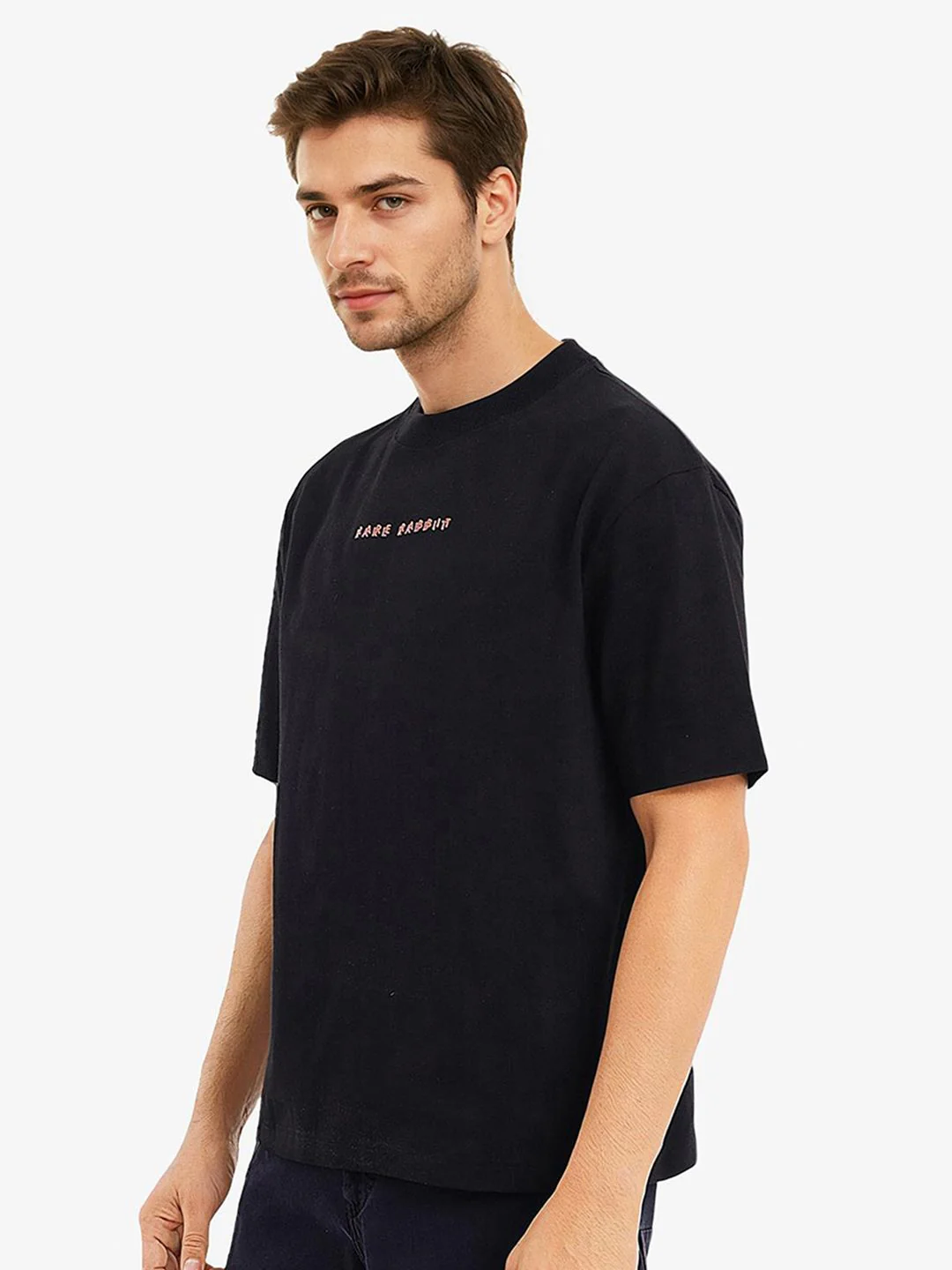 RARE RABBIT Men Graphic Printed Round Neck Cotton Oversized T-Shirt - Image 5