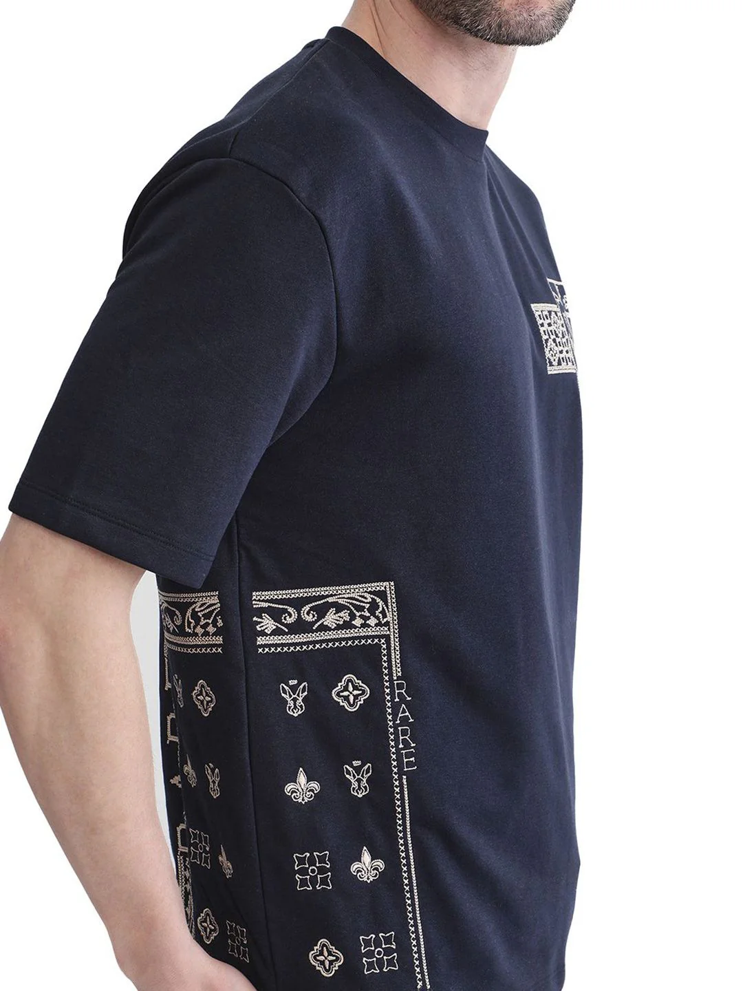 RARE RABBIT Men Graphic Printed Round Neck Slim Fit T-shirt - Image 2