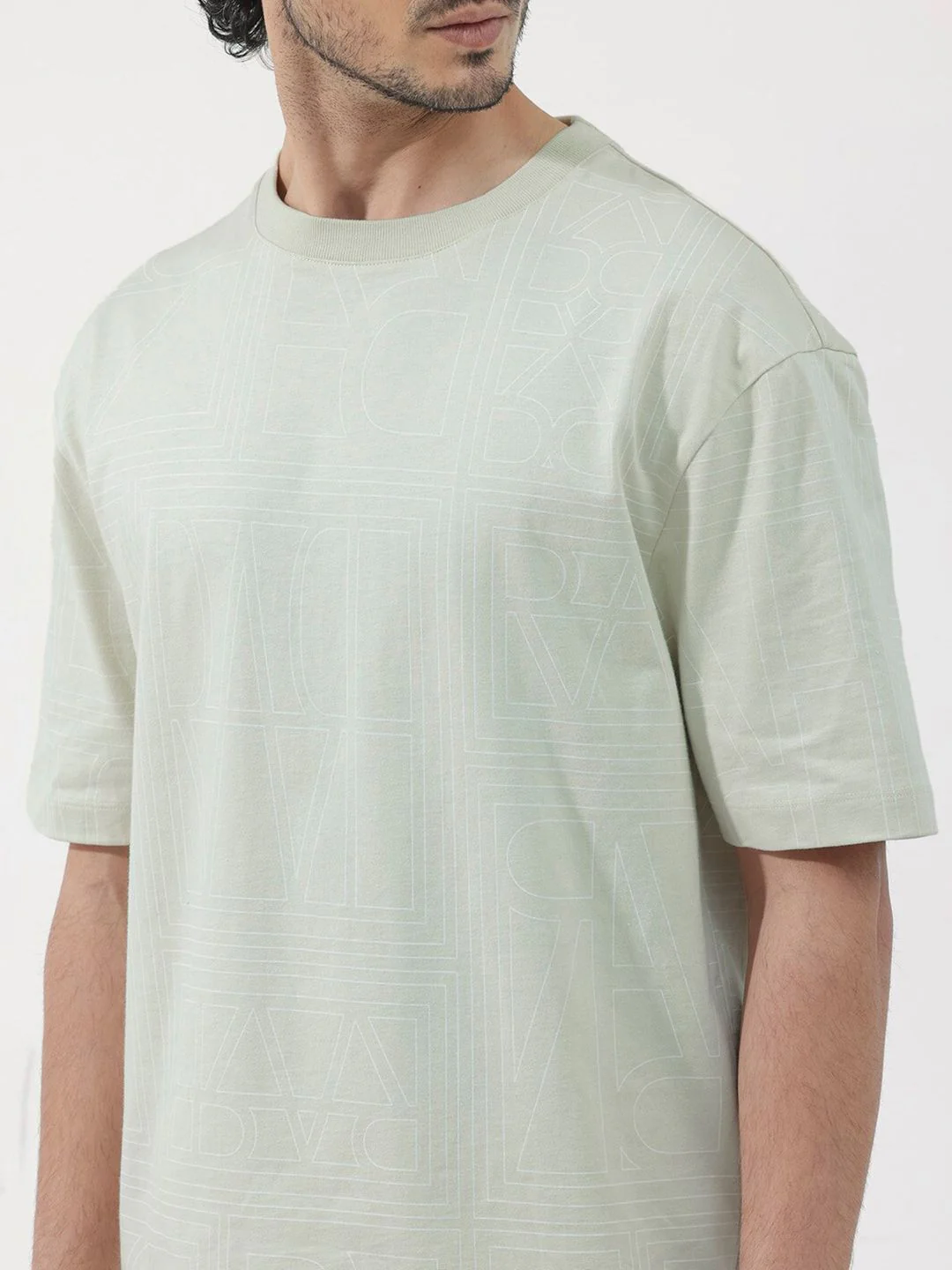 RARE RABBIT Men Hagrid Oversized Round Neck Cotton T-Shirt - Image 2