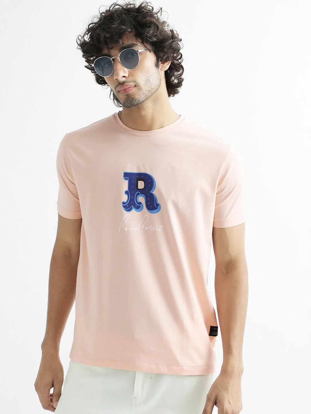 RARE RABBIT Men Hew Typography Printed Cotton Slim Fit T-Shirt - Image 7