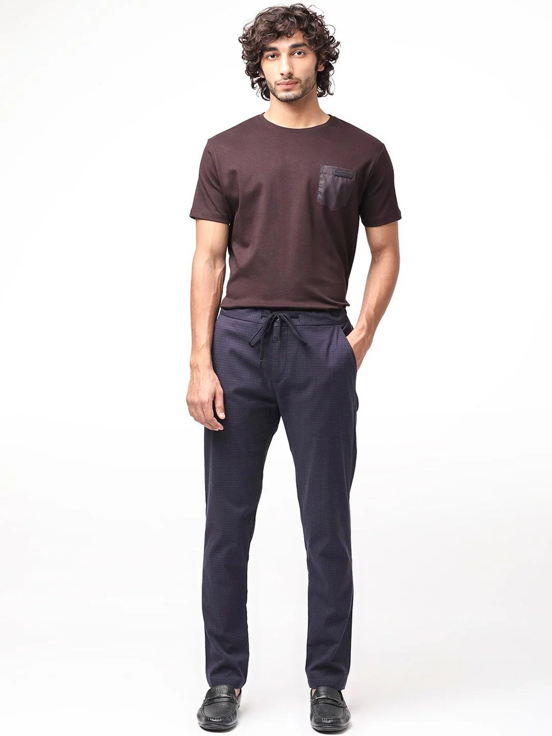 RARE RABBIT Men Hobbs Drawstring Mid Rise Slim Fit Trouser - Image 7