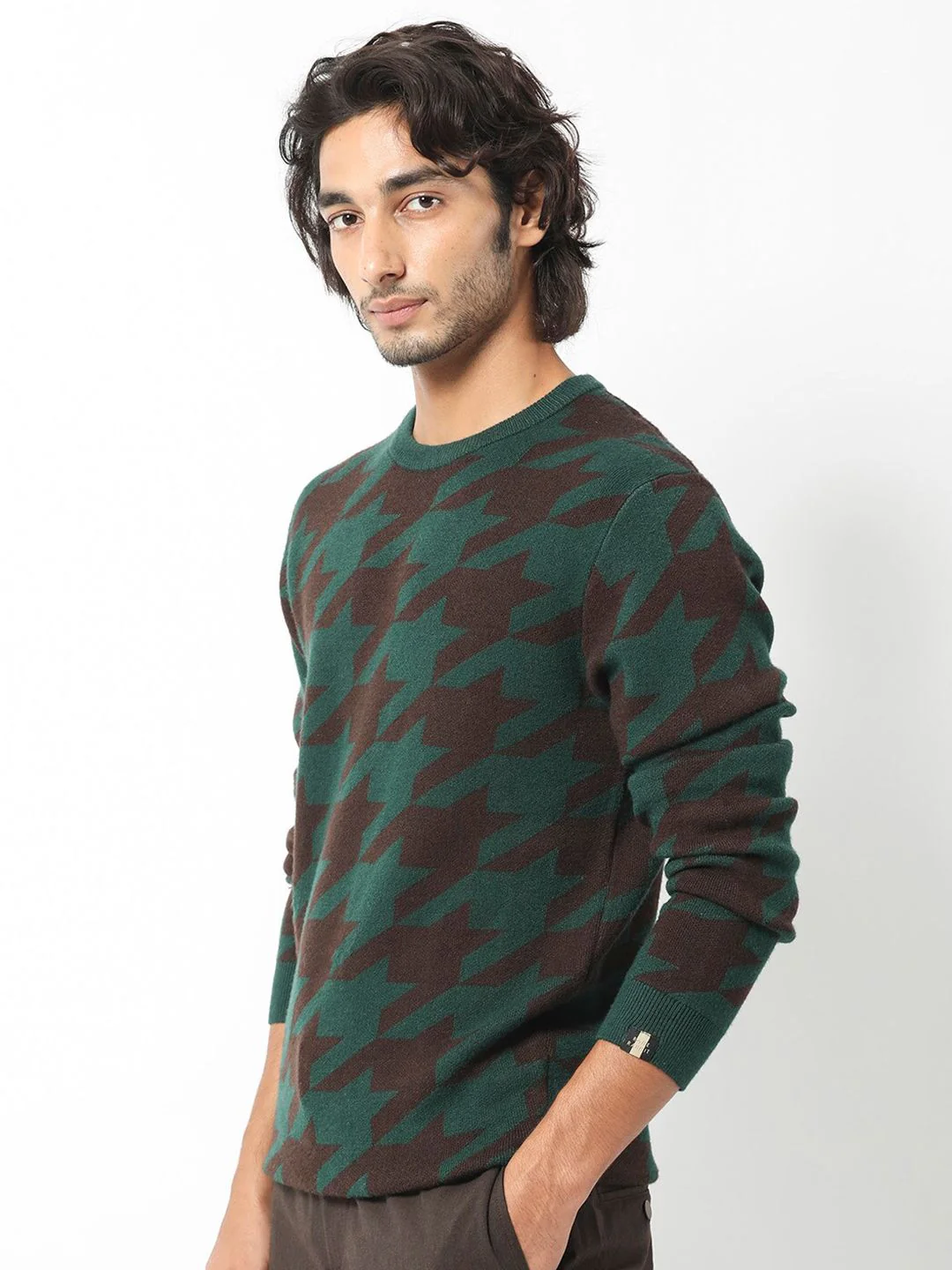 RARE RABBIT Men Honder Round Neck Geometric Printed Sweater - Image 5
