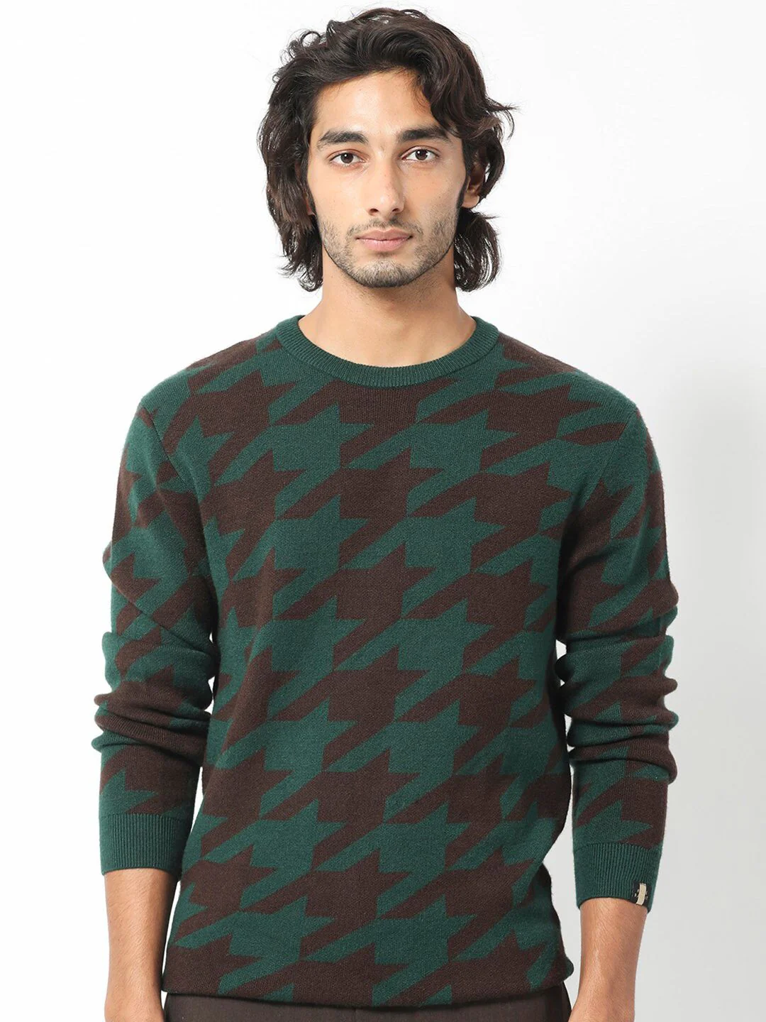 RARE RABBIT Men Honder Round Neck Geometric Printed Sweater - Image 7