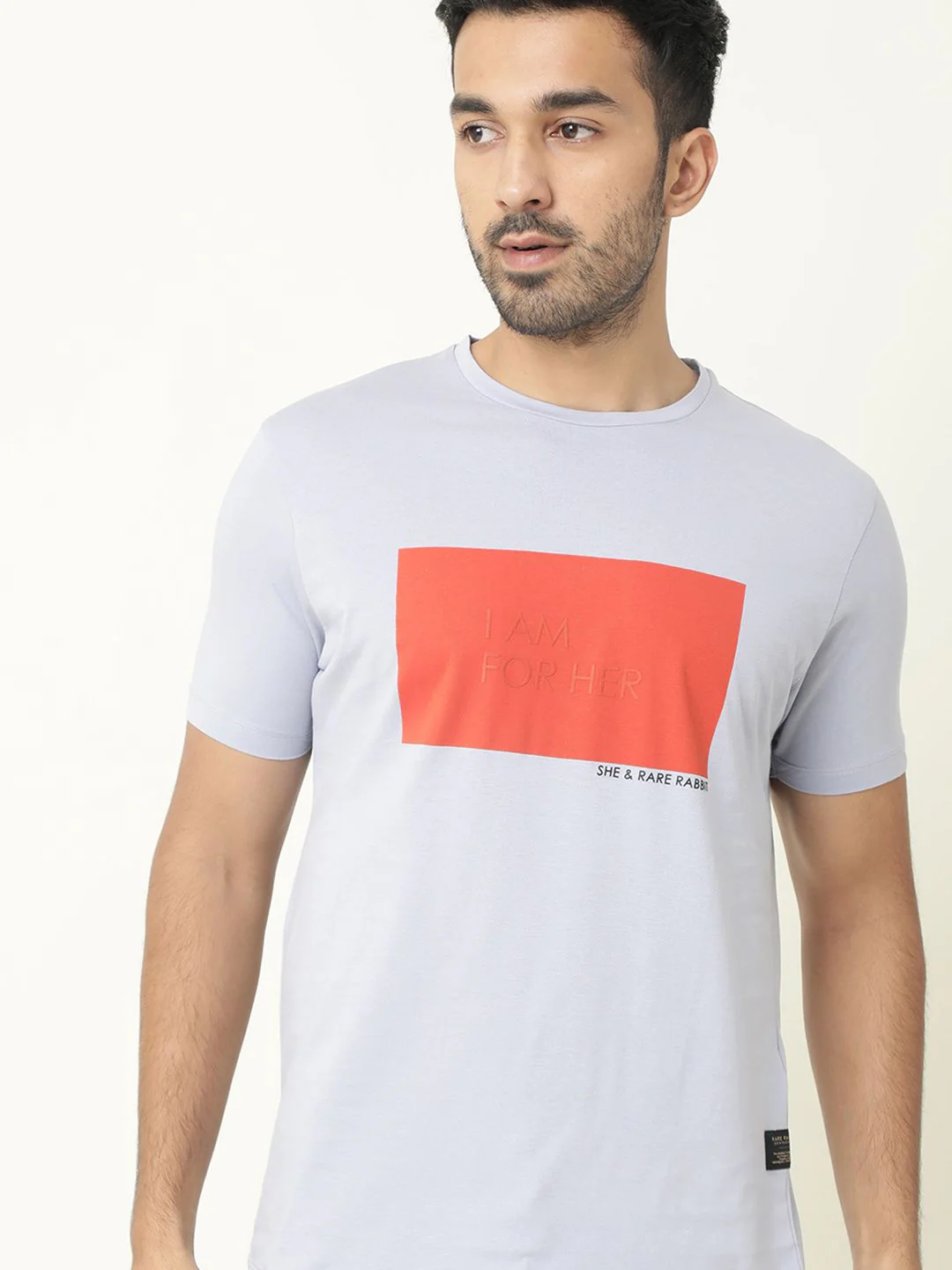 RARE RABBIT Men I Am Regular Fit Colourblocked Round Neck Pure Cotton T-Shirt