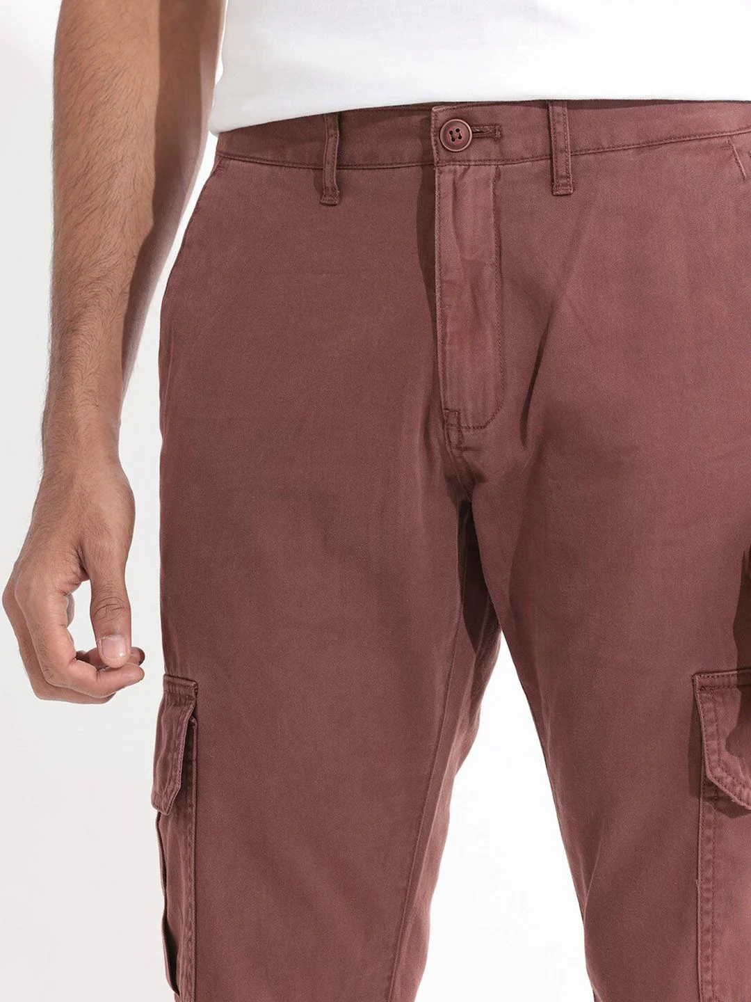 RARE RABBIT Men Inbuil Slim Fit Mid-Rise Plain Cotton Joggers - Image 6