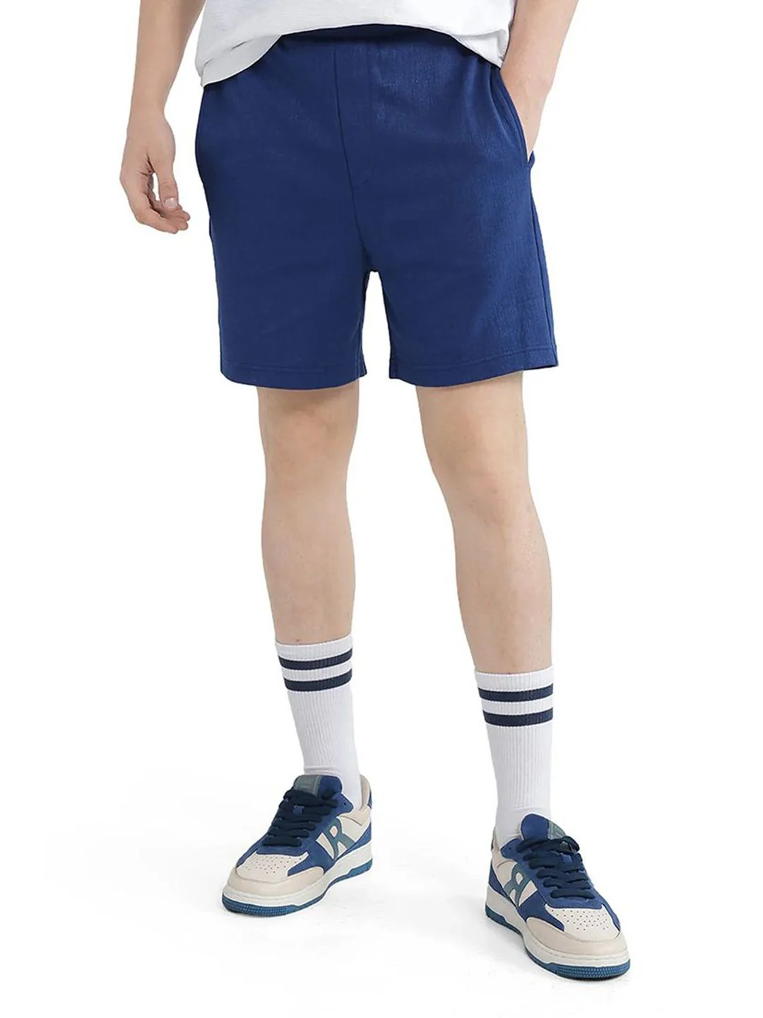 RARE RABBIT Men Kelor Primary Blue Mid-Rise Regular Fit Cotton Shorts - Image 3