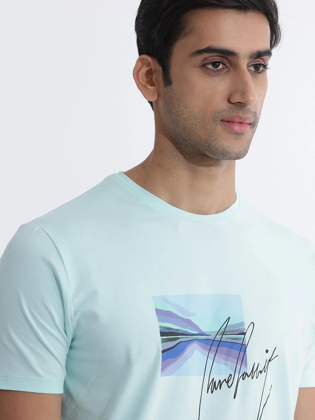 RARE RABBIT Men Libro Graphic Printed Slim Fit Cotton T-Shirt - Image 2