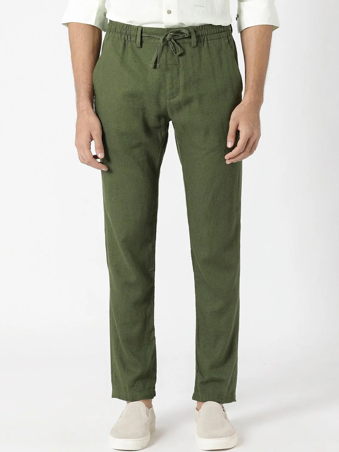 RARE RABBIT Men Linac Drawstring Slim Fit Cotton Trouser - Image 7