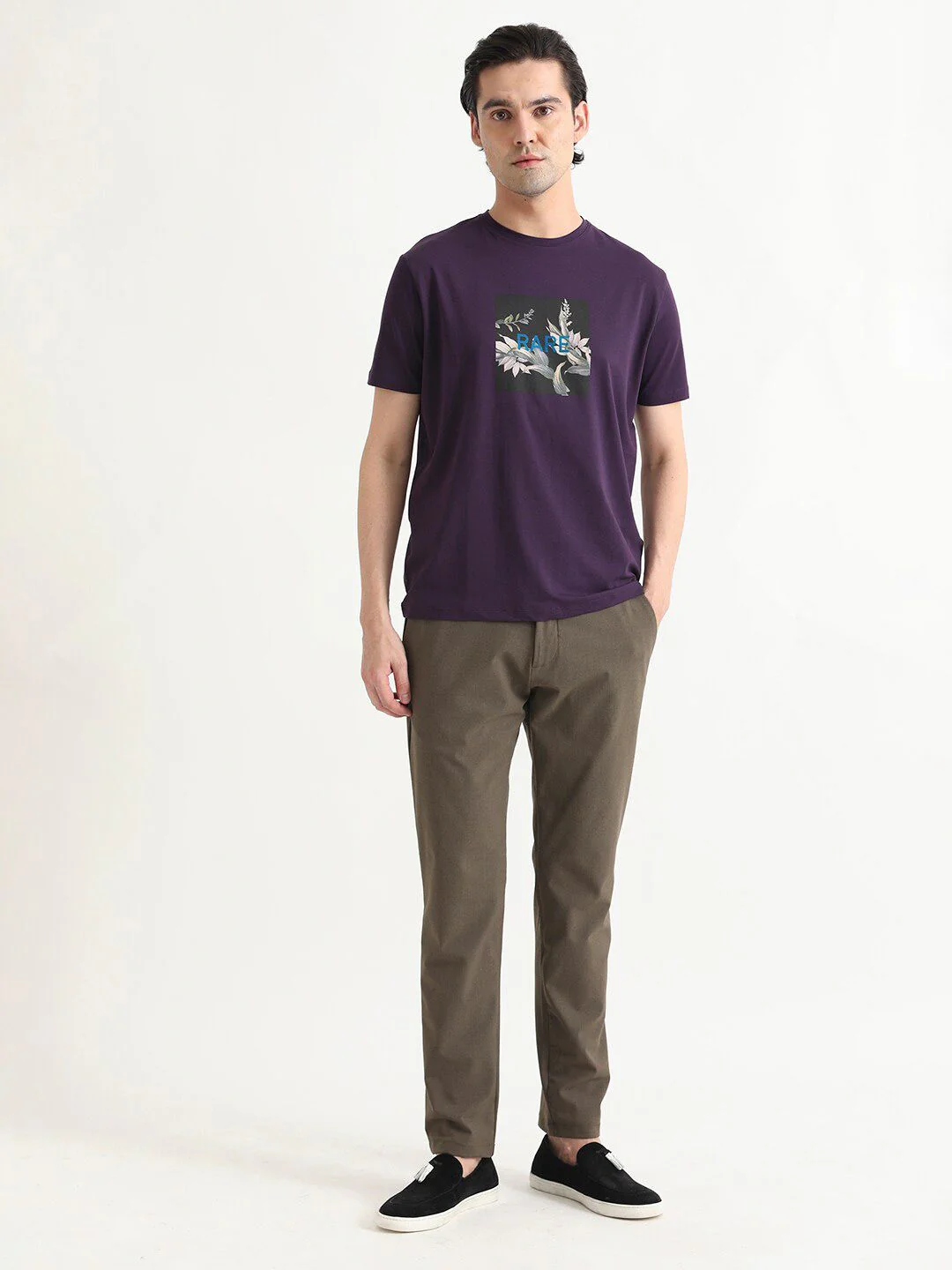 RARE RABBIT Men Mant Graphic Printed Round Neck Cotton Slim Fit T-Shirt - Image 6