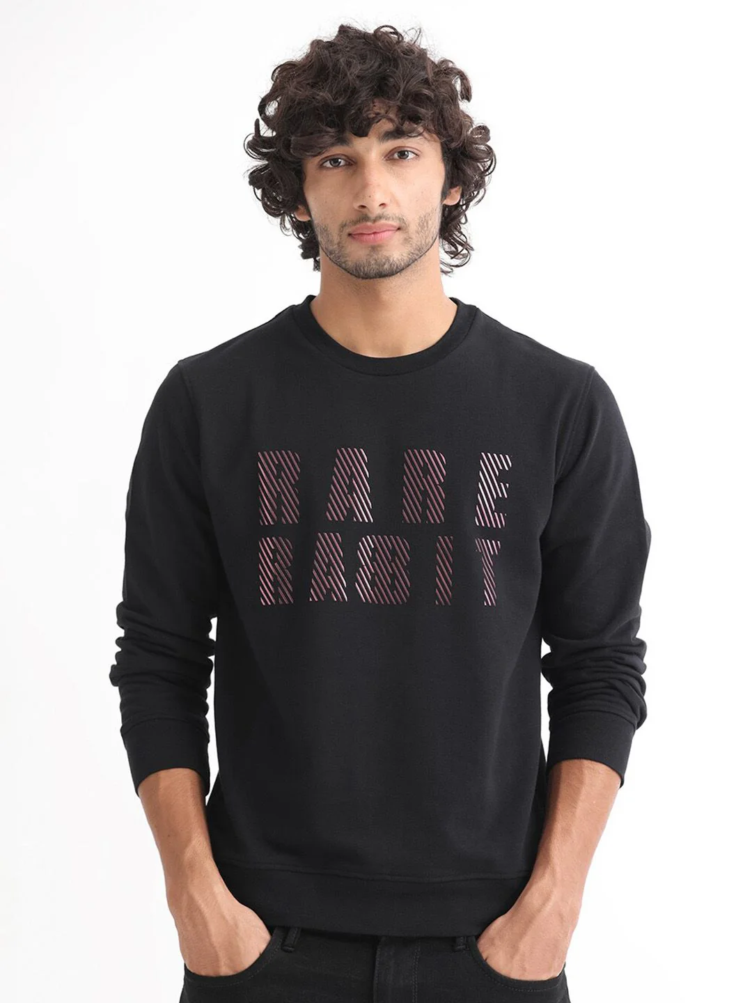 RARE RABBIT Men Marcia Typography Printed Sweatshirt