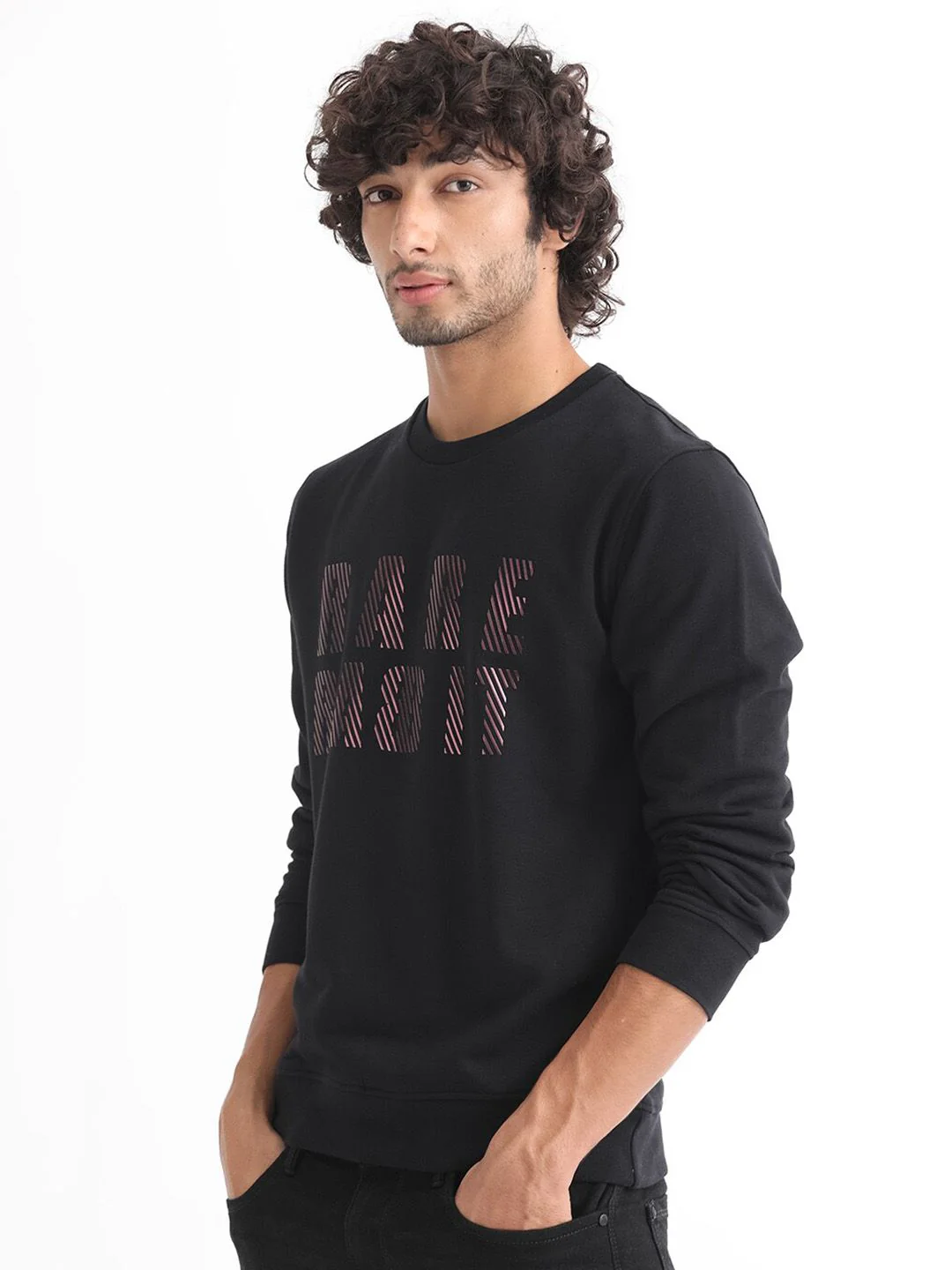RARE RABBIT Men Marcia Typography Printed Sweatshirt - Image 5