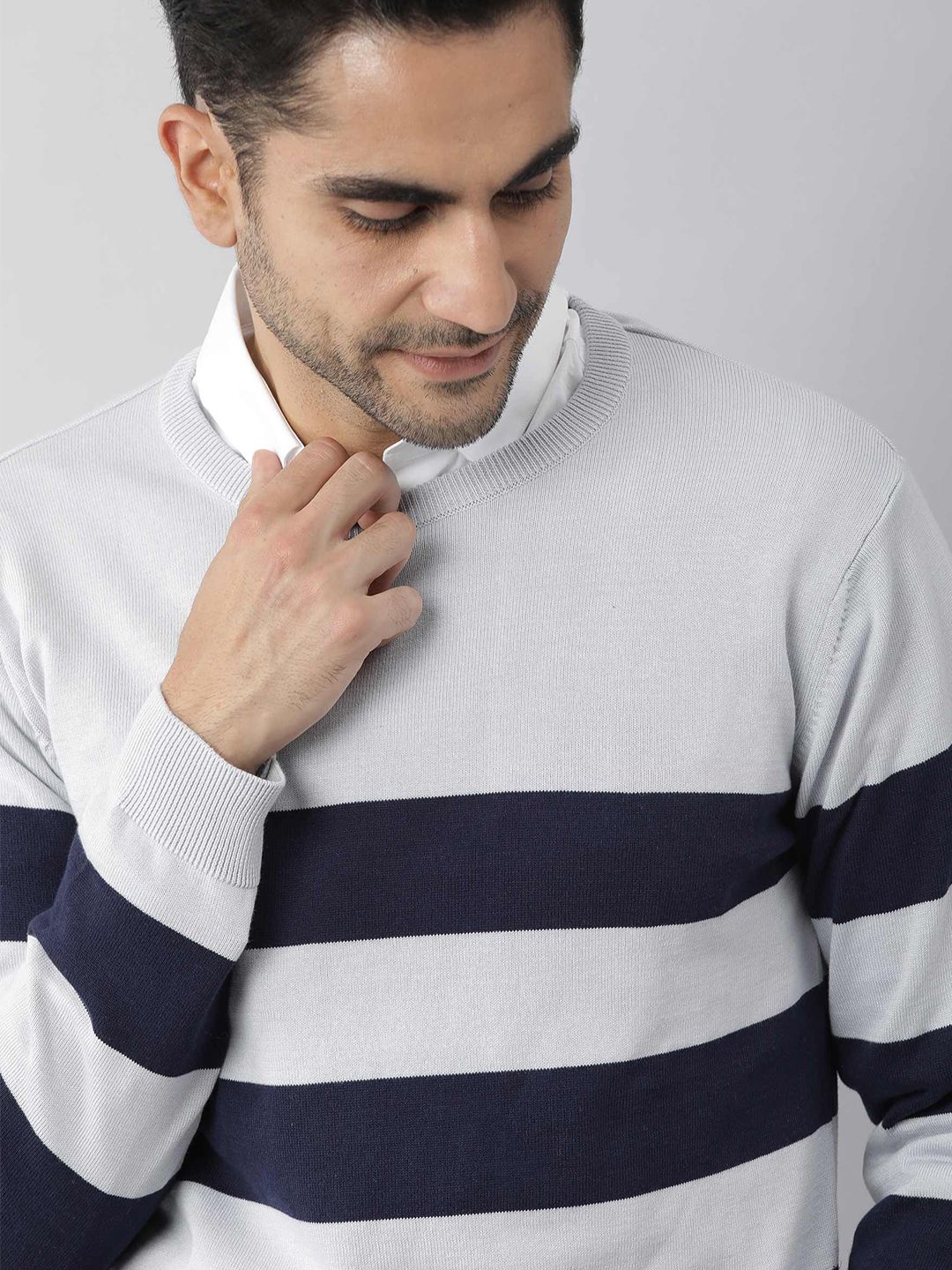 RARE RABBIT Men Marri Slim Fit Striped Sweater Vest - Image 7
