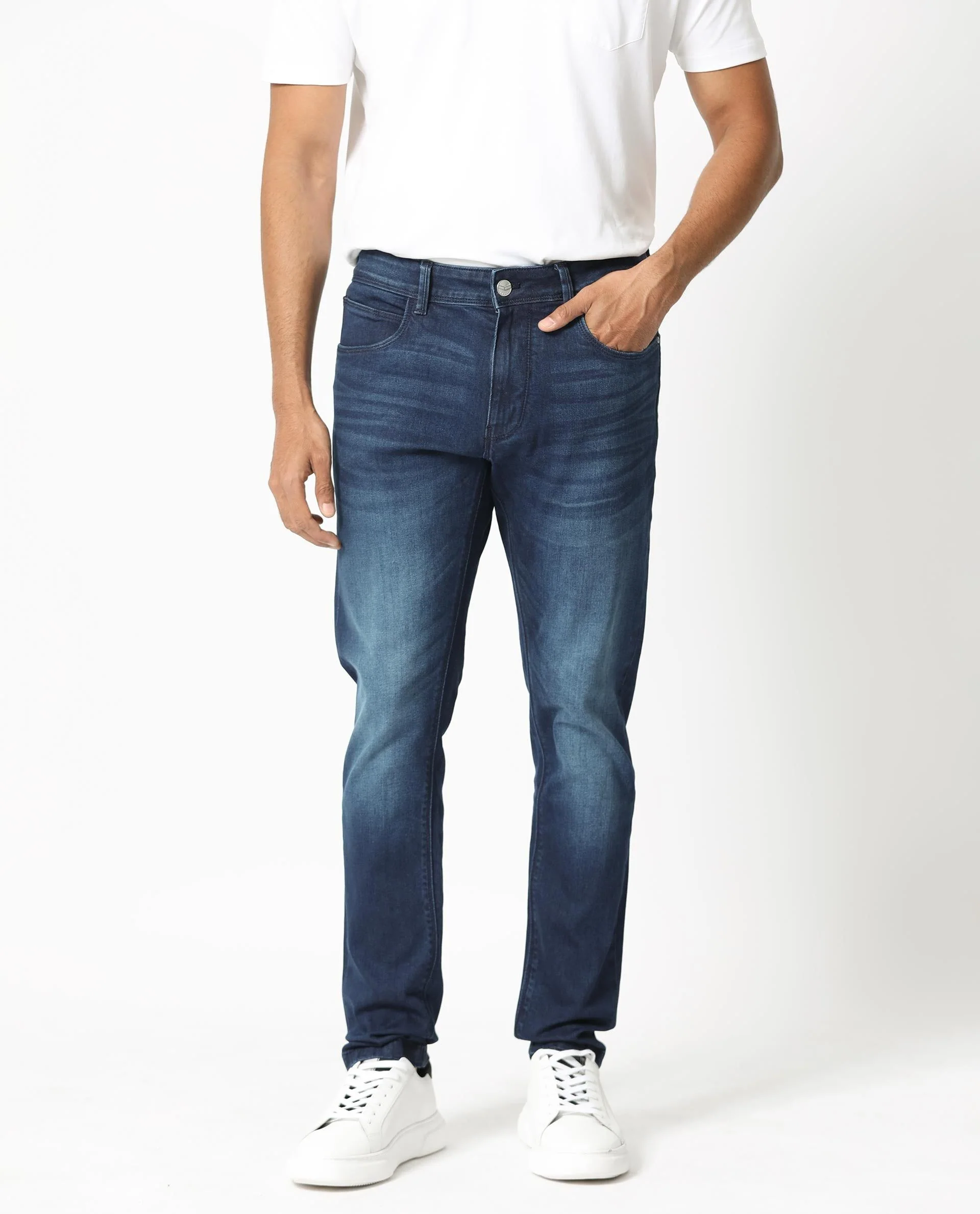RARE RABBIT Men Night Slim Fit Mid-Rise Stretchable Jeans