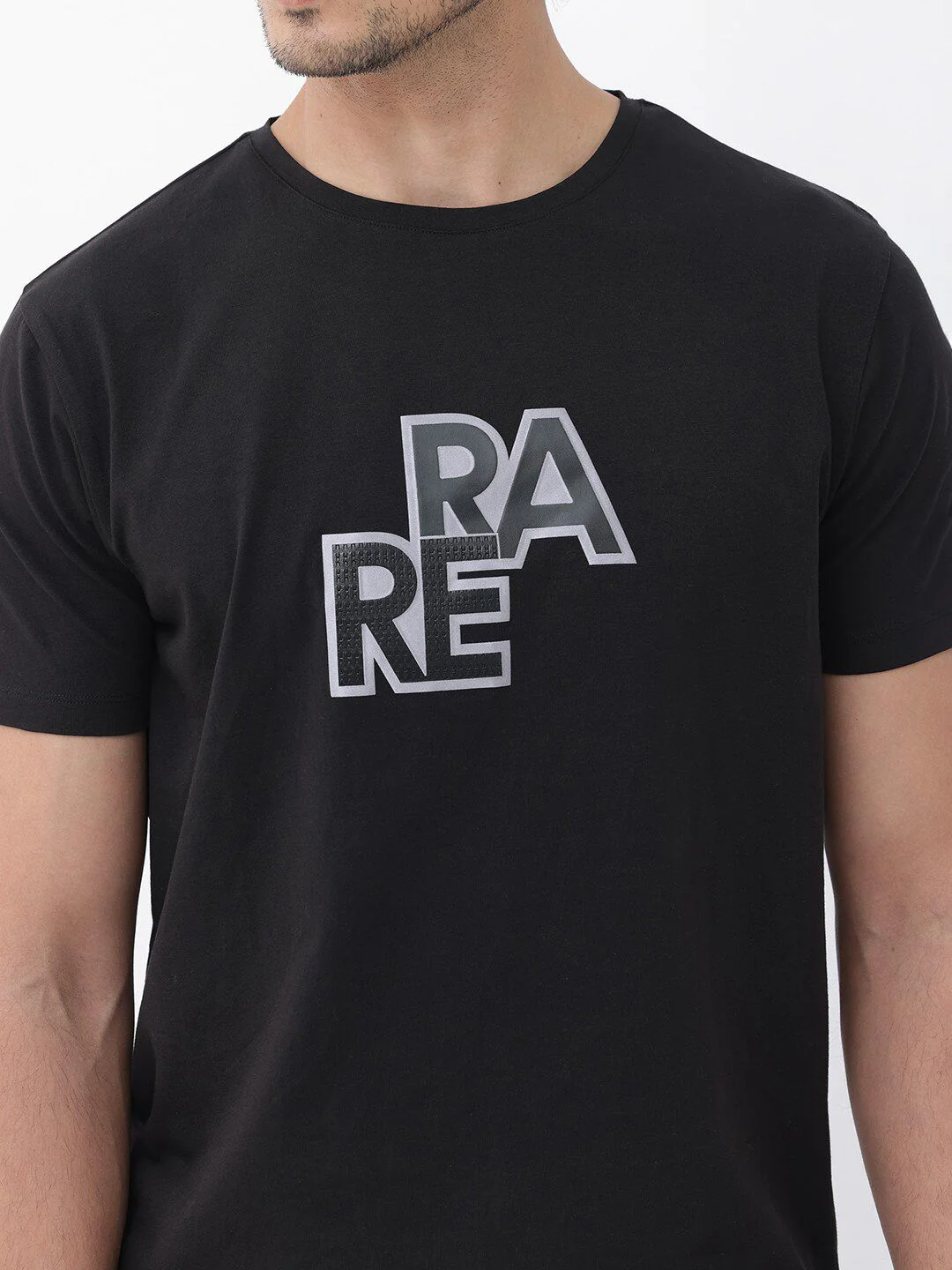 RARE RABBIT Men Oran Regular Fit Typography Printed Cotton T-Shirt - Image 2