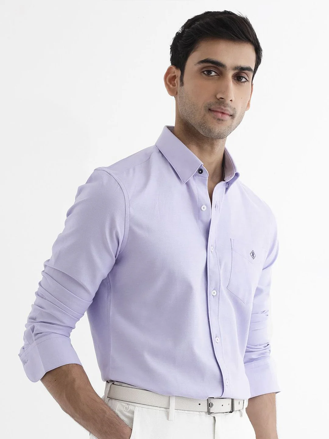 RARE RABBIT Men Oxfom Regular Fit Solid Spread Collar Shirt - Image 3
