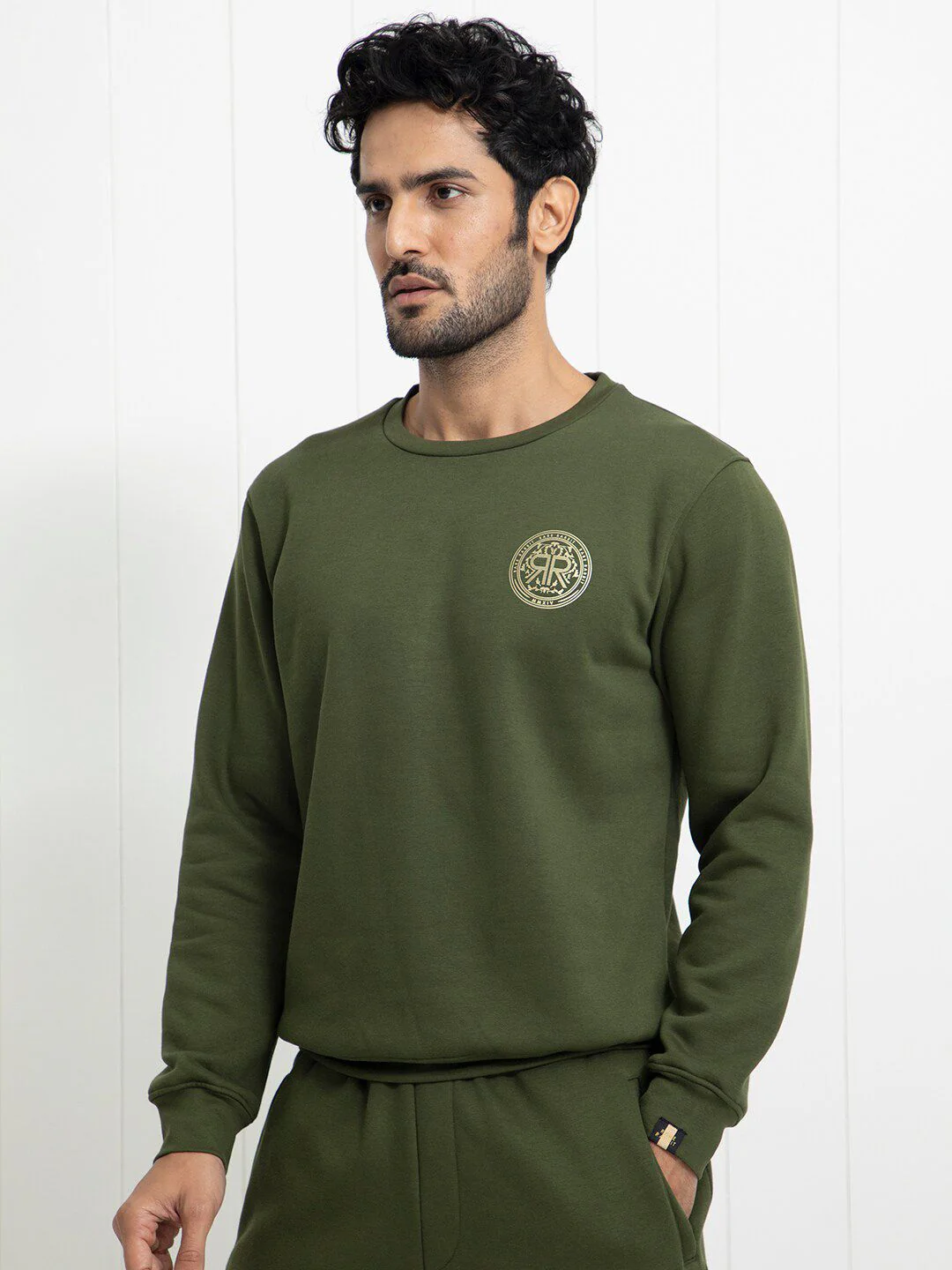 RARE RABBIT Men Pine Graphic Print Logo Sweatshirt - Image 3