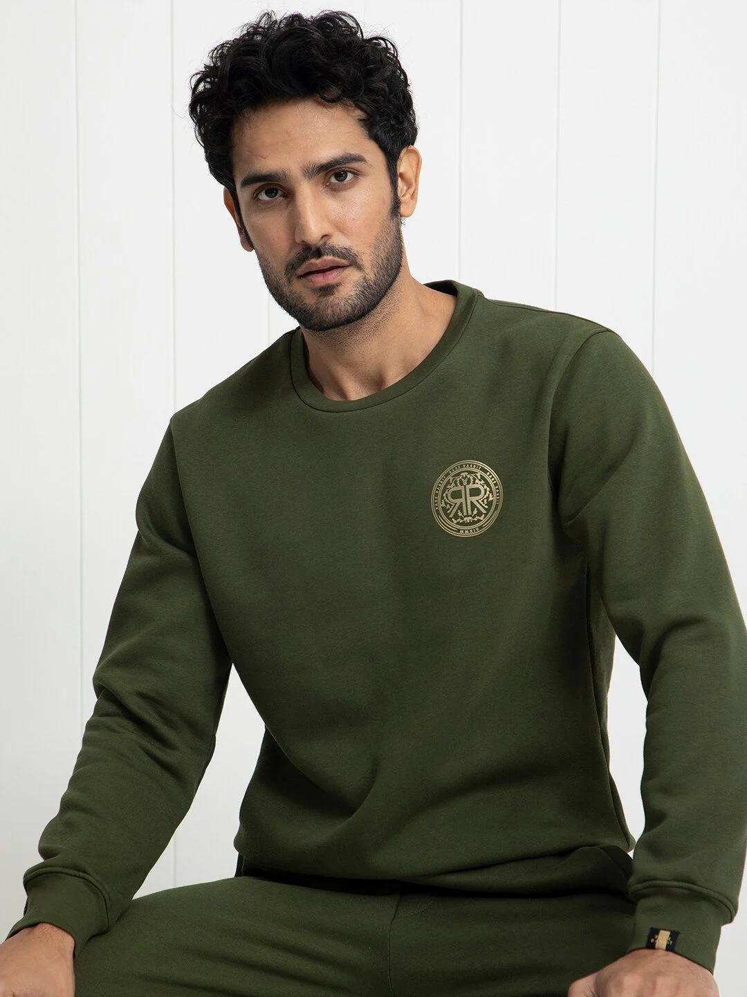 RARE RABBIT Men Pine Graphic Print Logo Sweatshirt - Image 7