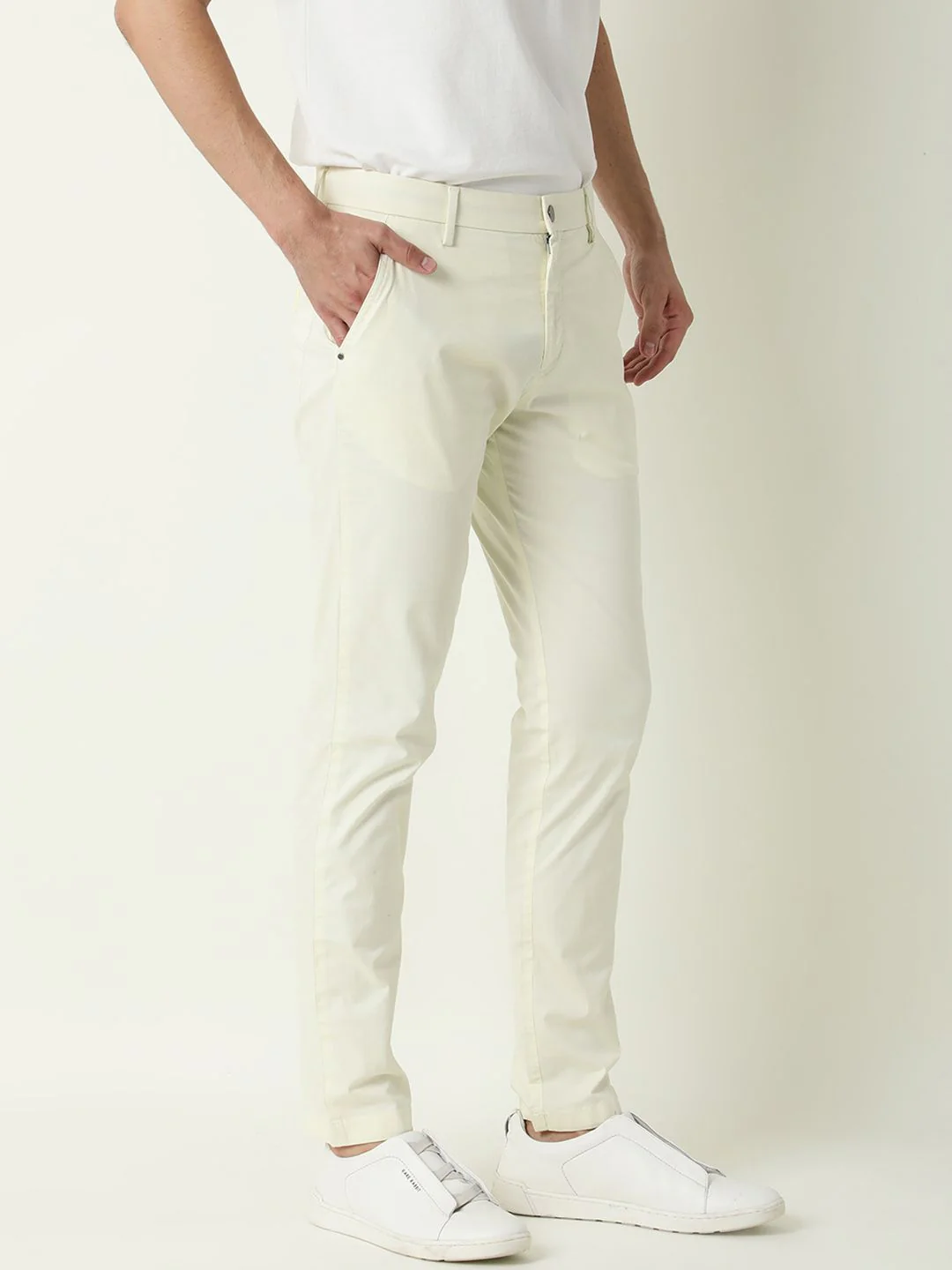 RARE RABBIT Men Popins Slim Fit Mid Rise Cotton Casual Trouser - Image 2