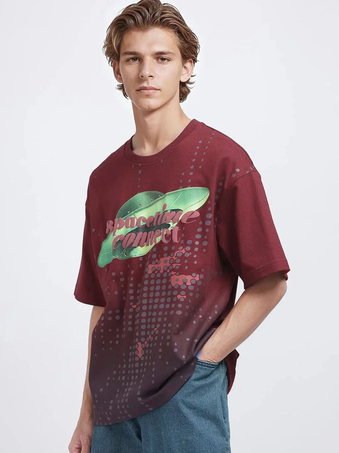 RARE RABBIT Men Printed Raw Edge T-shirt - Image 5