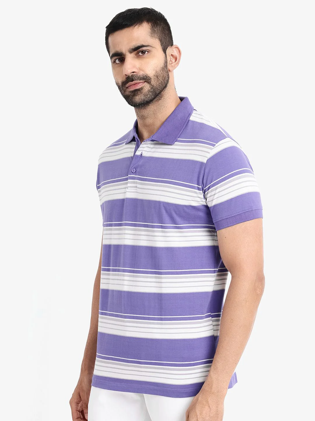 RARE RABBIT Men Rings-4 Slim Fit Solid Polo Collar Pure Cotton T-Shirt - Image 4