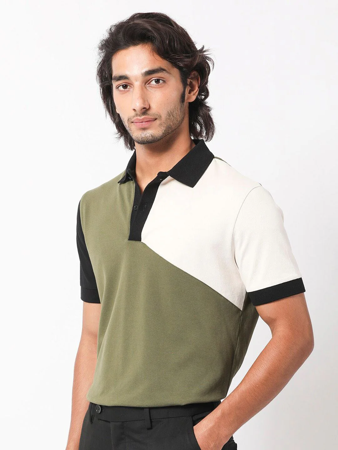 RARE RABBIT Men Rings-4 Slim Fit Solid Polo Collar T-Shirt - Image 5