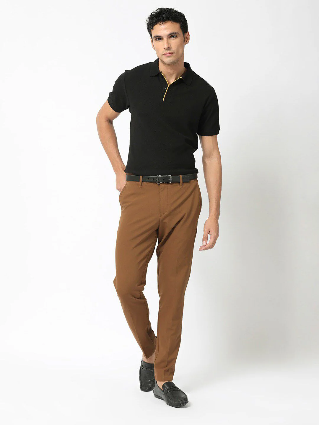 RARE RABBIT Men Rings-4 Slim Fit Solid Polo Collar T-Shirt - Image 6
