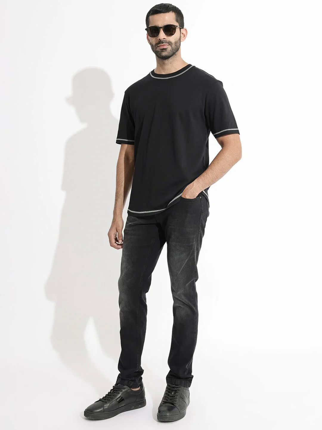 RARE RABBIT Men Rings-4 Slim Fit Solid Polo Collar Pure Cotton T-Shirt - Image 6