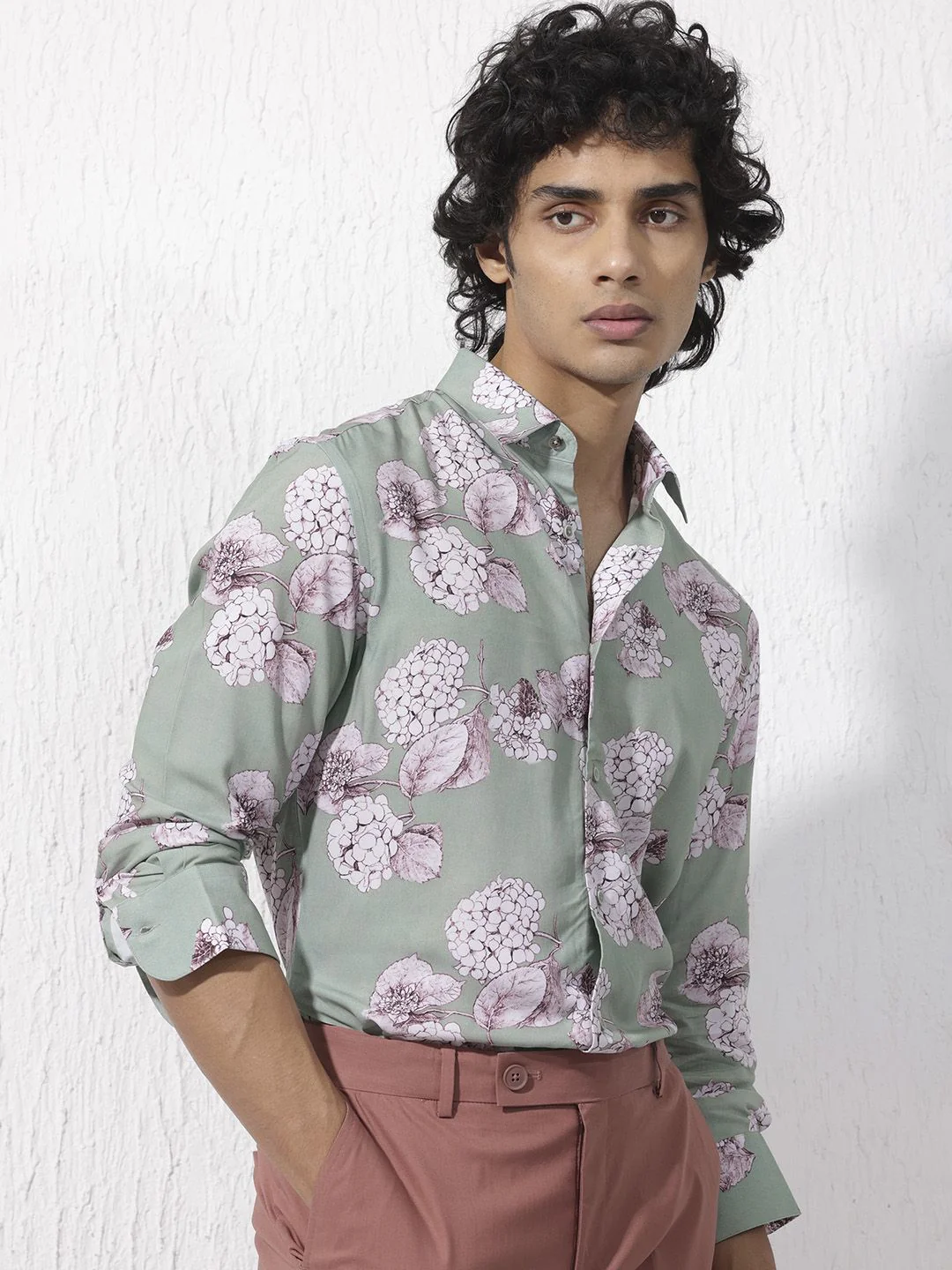 RARE RABBIT Men Sakura Slim Fit Floral Opaque Printed Shirt - Image 5
