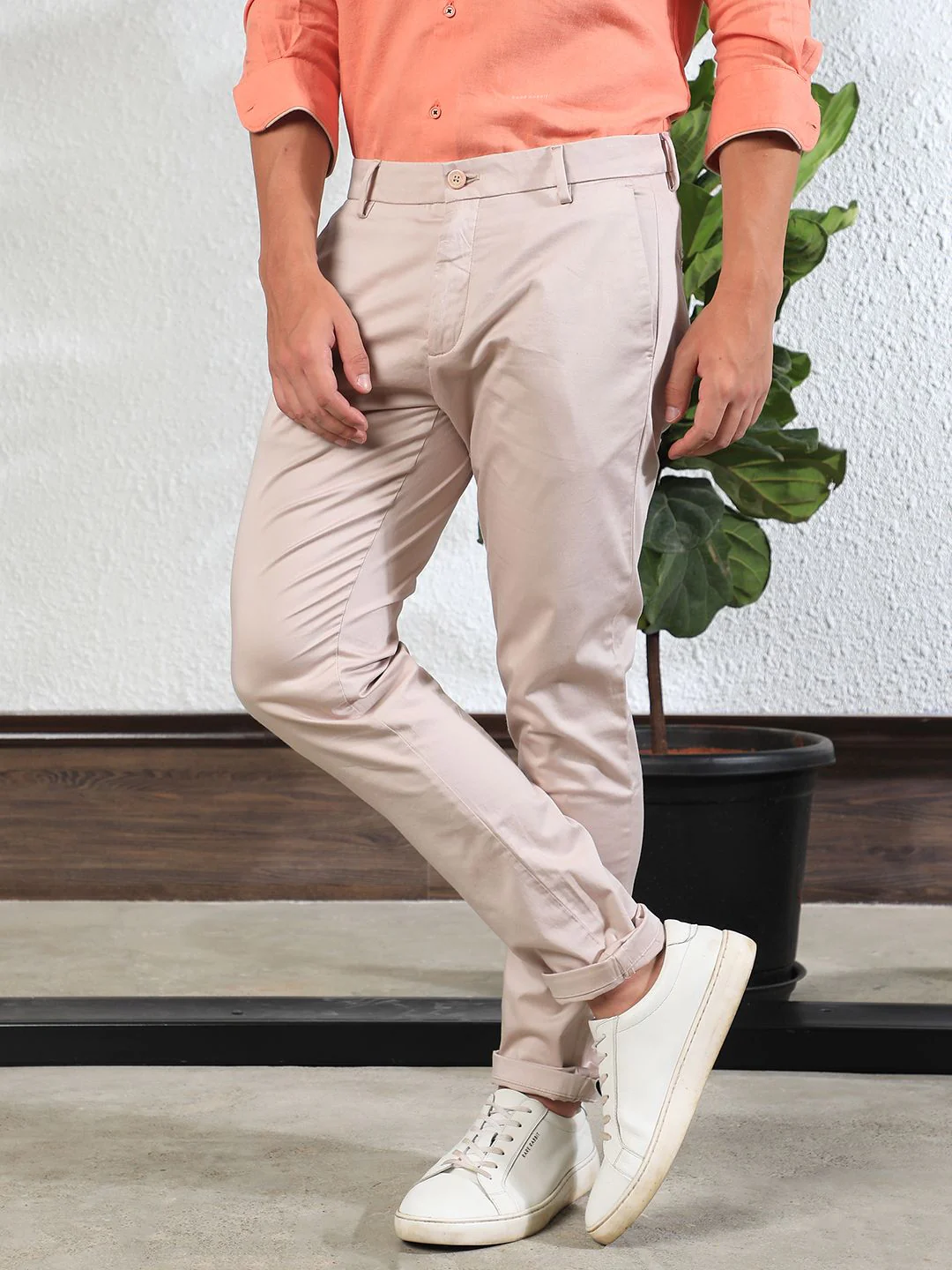 RARE RABBIT Men Shines Slim Fit Mid-Rise Cotton Formal Trouser - Image 2