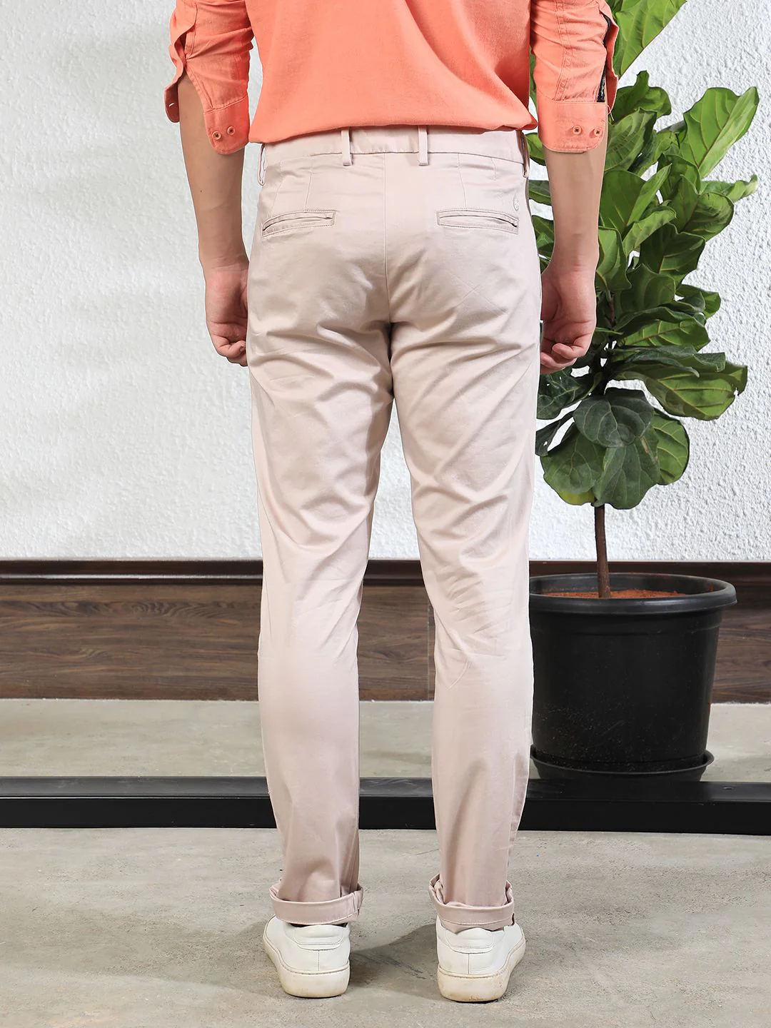 RARE RABBIT Men Shines Slim Fit Mid-Rise Cotton Formal Trouser - Image 5