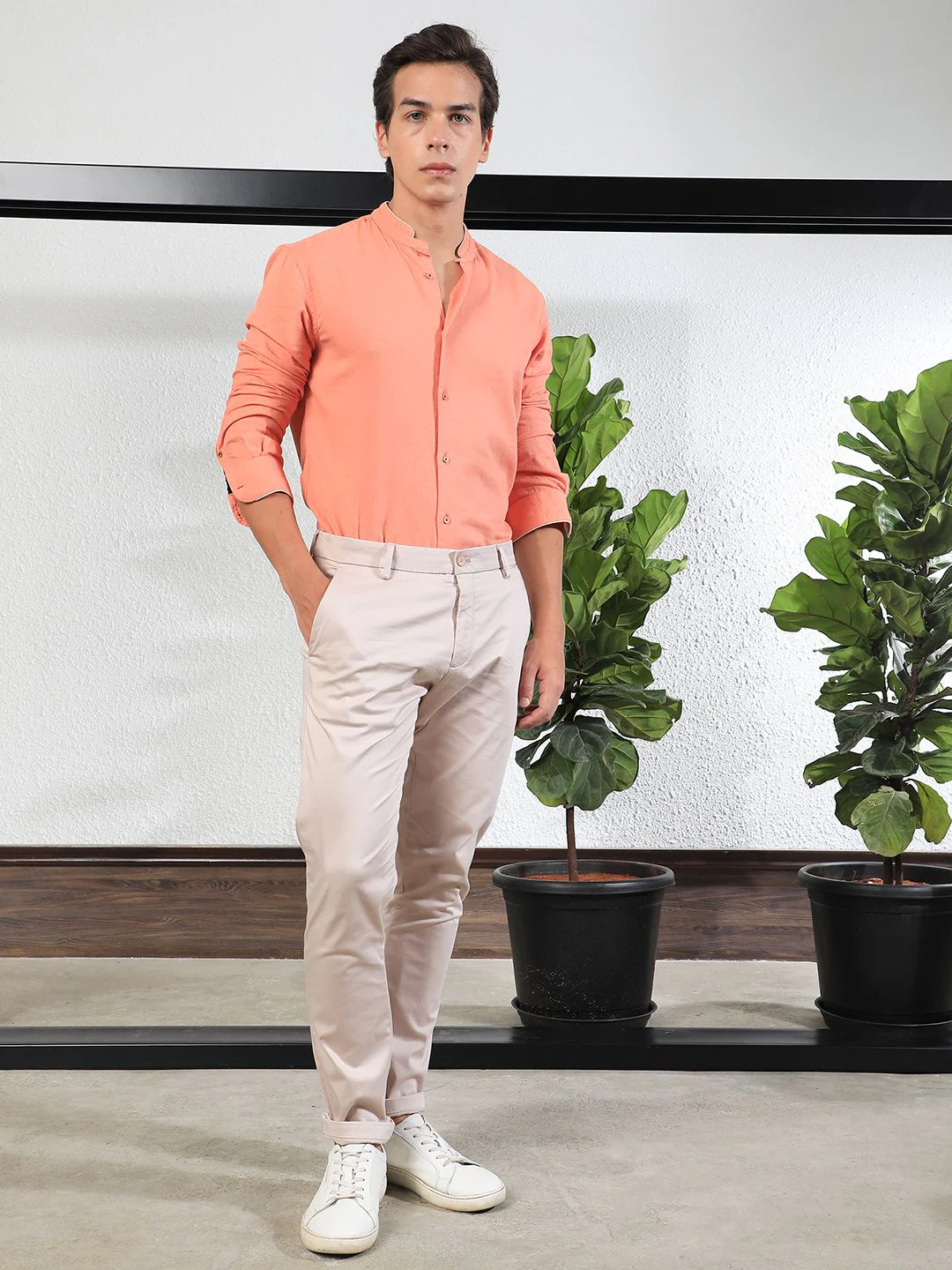 RARE RABBIT Men Shines Slim Fit Mid-Rise Cotton Formal Trouser - Image 6