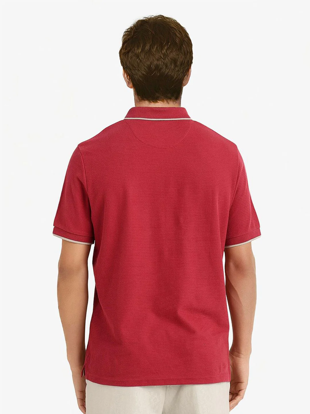 RARE RABBIT Men Solid Pure Cotton Polo Collar T-shirt - Image 4