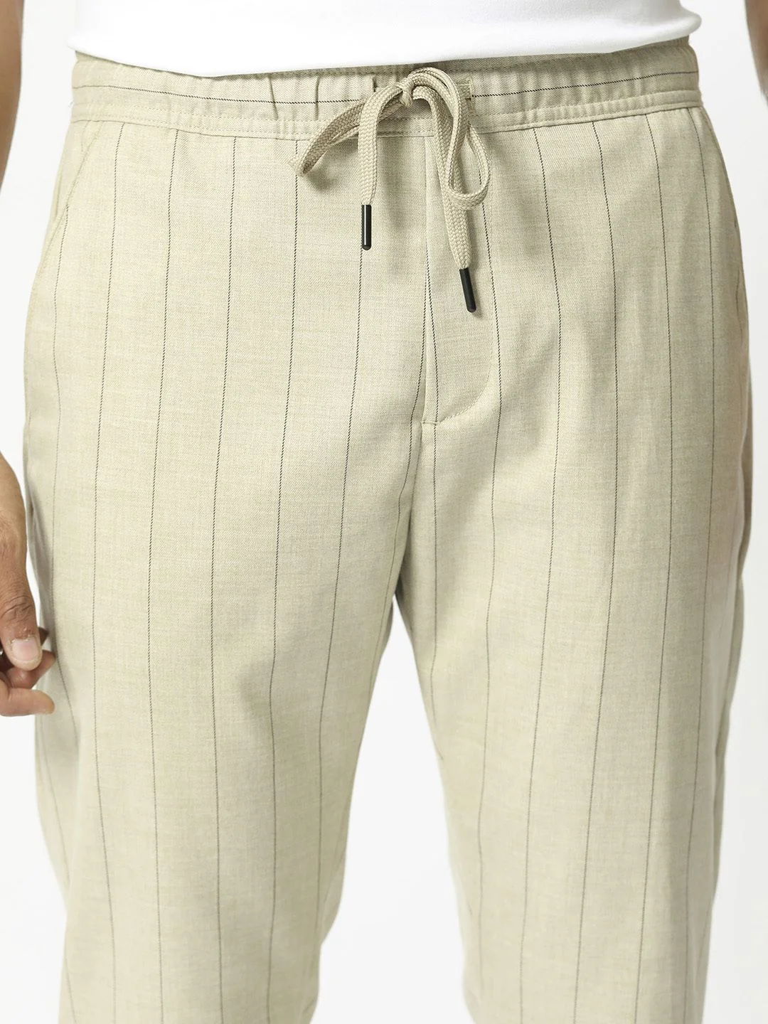 RARE RABBIT Men Striped Mid Rise Slim Fit Trousers - Image 6
