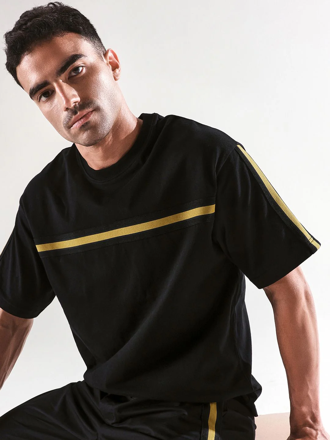 RARE RABBIT Men Striped Round Neck Cotton T-shirt