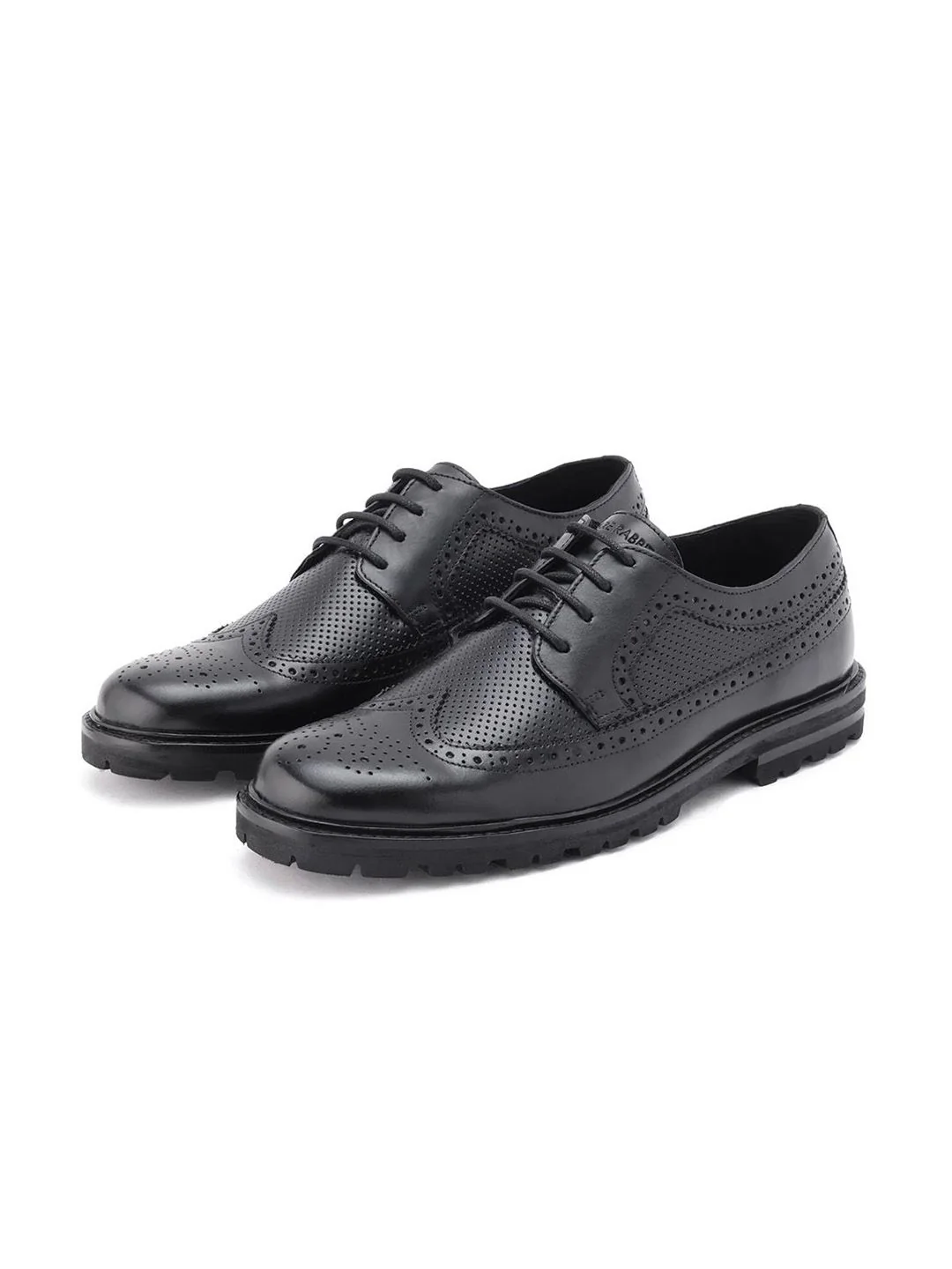 RARE RABBIT Men Textured Round Toe Leather Formal Brogues - Image 3