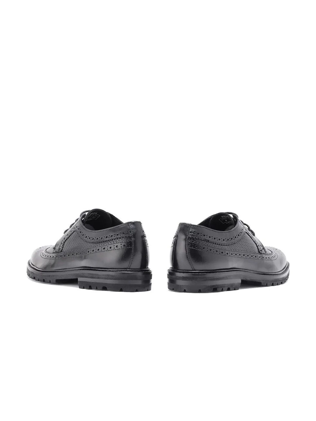 RARE RABBIT Men Textured Round Toe Leather Formal Brogues - Image 5