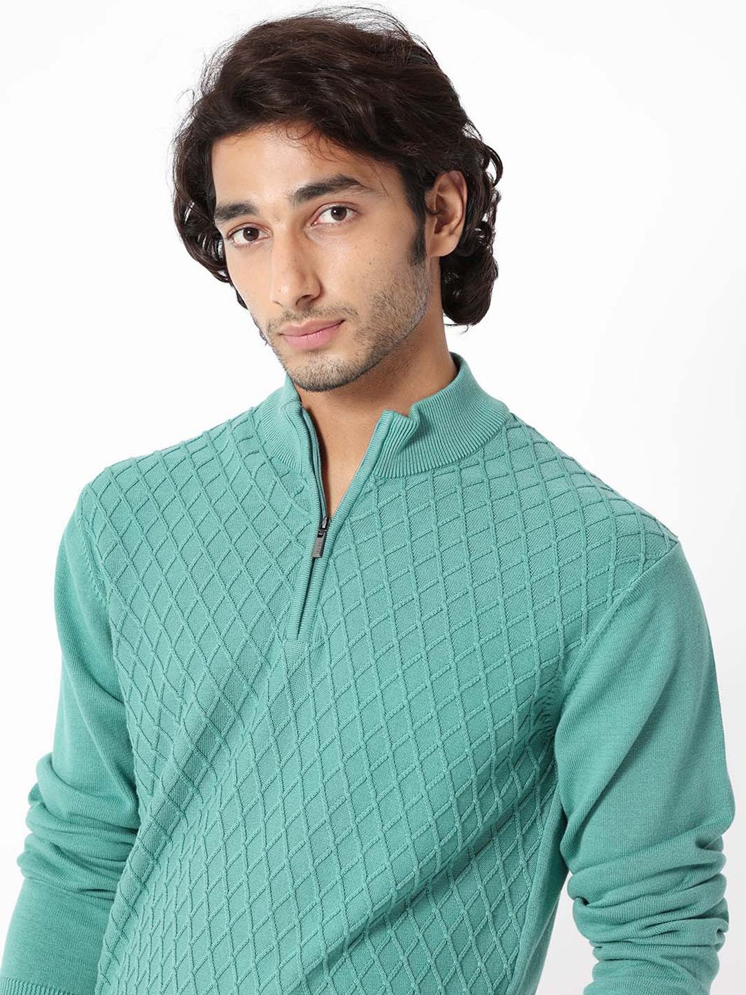 RARE RABBIT Men Troyo Regular Fit Mock Collar Sweater - Image 7